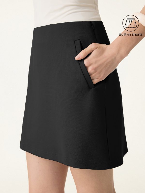4-Way Stretch Mid Rise A-Line Skort with Pockets