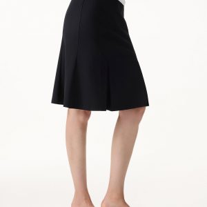 4-Way Stretch Knee Length Pleated Flare Skirt