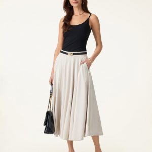 Lyocell Blend Volume Skirt with Pockets