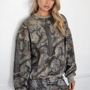 ELK Woodland Camo Cloud Fleece Crew Neck Sweatshirt